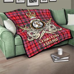 ScotsTee Shop Scottish Straiton Clan Crest Tartan Quilt The Golden Sword of Courageous Legacy Quilt