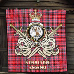 ScotsTee Shop Scottish Straiton Clan Crest Tartan Quilt The Golden Sword of Courageous Legacy Quilt