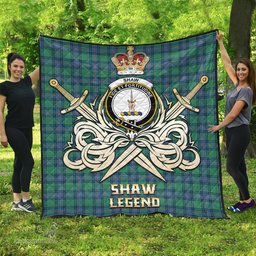 ScotsTee Shop Scottish Shaw Ancient Clan Crest Tartan Quilt The Golden Sword of Courageous Legacy Quilt