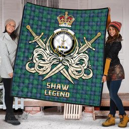 ScotsTee Shop Scottish Shaw Ancient Clan Crest Tartan Quilt The Golden Sword of Courageous Legacy Quilt