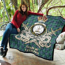 ScotsTee Shop Scottish Shaw Ancient Clan Crest Tartan Quilt The Golden Sword of Courageous Legacy Quilt
