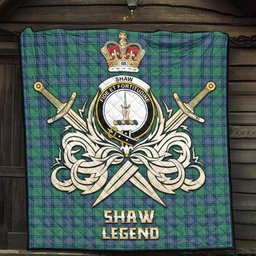 ScotsTee Shop Scottish Shaw Ancient Clan Crest Tartan Quilt The Golden Sword of Courageous Legacy Quilt