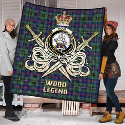 ScotsTee Shop Scottish Wood Modern Clan Crest Tartan Quilt The Golden Sword of Courageous Legacy Quilt
