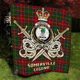 ScotsTee Shop Scottish Somerville Clan Crest Tartan Quilt The Golden Sword of Courageous Legacy Quilt
