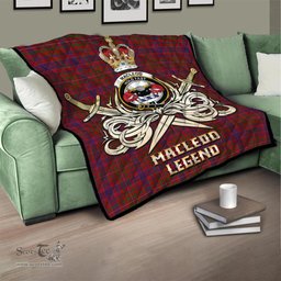 ScotsTee Shop Scottish MacLeod Red Clan Crest Tartan Quilt The Golden Sword of Courageous Legacy Quilt