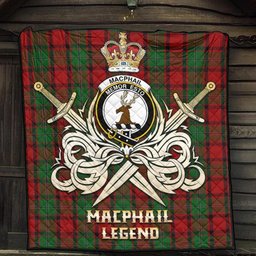 ScotsTee Shop Scottish MacPhail Clan Crest Tartan Quilt The Golden Sword of Courageous Legacy Quilt