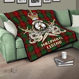 ScotsTee Shop Scottish MacPhail Clan Crest Tartan Quilt The Golden Sword of Courageous Legacy Quilt