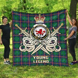 ScotsTee Shop Scottish Young Modern Clan Crest Tartan Quilt The Golden Sword of Courageous Legacy Quilt