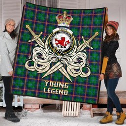 ScotsTee Shop Scottish Young Modern Clan Crest Tartan Quilt The Golden Sword of Courageous Legacy Quilt