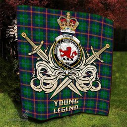 ScotsTee Shop Scottish Young Modern Clan Crest Tartan Quilt The Golden Sword of Courageous Legacy Quilt