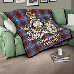 ScotsTee Shop Scottish Pennycook Clan Crest Tartan Quilt The Golden Sword of Courageous Legacy Quilt