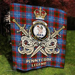 ScotsTee Shop Scottish Pennycook Clan Crest Tartan Quilt The Golden Sword of Courageous Legacy Quilt