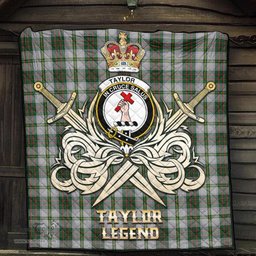 ScotsTee Shop Scottish Taylor Dress Clan Crest Tartan Quilt The Golden Sword of Courageous Legacy Quilt