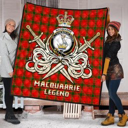 ScotsTee Shop Scottish MacQuarrie Modern Clan Crest Tartan Quilt The Golden Sword of Courageous Legacy Quilt
