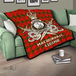 ScotsTee Shop Scottish MacQuarrie Modern Clan Crest Tartan Quilt The Golden Sword of Courageous Legacy Quilt