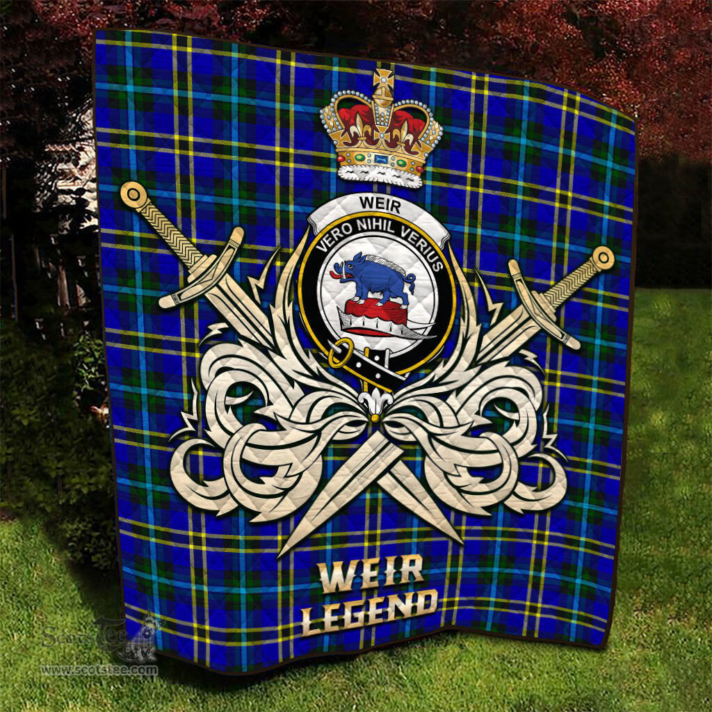 ScotsTee Shop Scottish Weir Modern Clan Crest Tartan Quilt The Golden Sword of Courageous Legacy Quilt