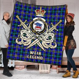 ScotsTee Shop Scottish Weir Modern Clan Crest Tartan Quilt The Golden Sword of Courageous Legacy Quilt