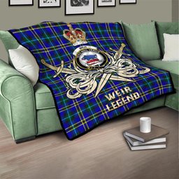 ScotsTee Shop Scottish Weir Modern Clan Crest Tartan Quilt The Golden Sword of Courageous Legacy Quilt