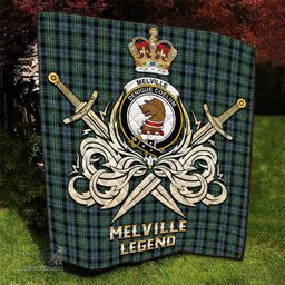 ScotsTee Shop Scottish Melville Clan Crest Tartan Quilt The Golden Sword of Courageous Legacy Quilt