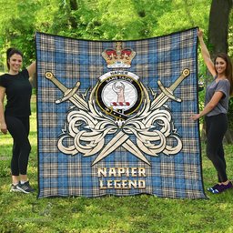 ScotsTee Shop Scottish Napier Ancient Clan Crest Tartan Quilt The Golden Sword of Courageous Legacy Quilt