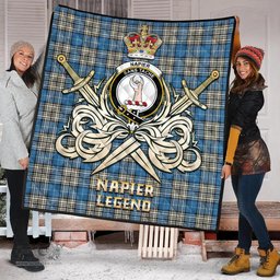 ScotsTee Shop Scottish Napier Ancient Clan Crest Tartan Quilt The Golden Sword of Courageous Legacy Quilt