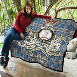 ScotsTee Shop Scottish Napier Ancient Clan Crest Tartan Quilt The Golden Sword of Courageous Legacy Quilt