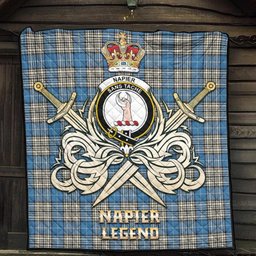 ScotsTee Shop Scottish Napier Ancient Clan Crest Tartan Quilt The Golden Sword of Courageous Legacy Quilt