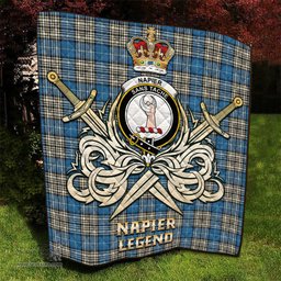 ScotsTee Shop Scottish Napier Ancient Clan Crest Tartan Quilt The Golden Sword of Courageous Legacy Quilt