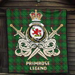 ScotsTee Shop Scottish Primrose Clan Crest Tartan Quilt The Golden Sword of Courageous Legacy Quilt