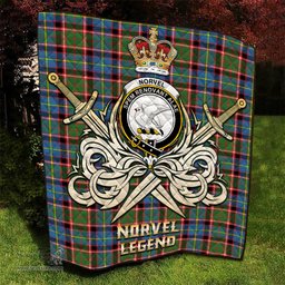 ScotsTee Shop Scottish Norvel Clan Crest Tartan Quilt The Golden Sword of Courageous Legacy Quilt