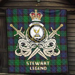 ScotsTee Shop Scottish Stewart Old Modern Clan Crest Tartan Quilt The Golden Sword of Courageous Legacy Quilt