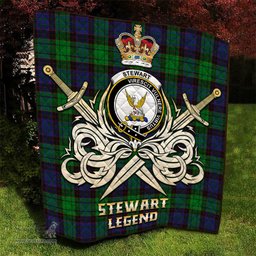 ScotsTee Shop Scottish Stewart Old Modern Clan Crest Tartan Quilt The Golden Sword of Courageous Legacy Quilt