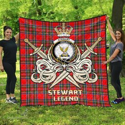 ScotsTee Shop Scottish Stewart Royal Clan Crest Tartan Quilt The Golden Sword of Courageous Legacy Quilt