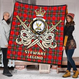 ScotsTee Shop Scottish Stewart Royal Clan Crest Tartan Quilt The Golden Sword of Courageous Legacy Quilt