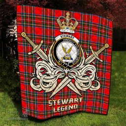 ScotsTee Shop Scottish Stewart Royal Clan Crest Tartan Quilt The Golden Sword of Courageous Legacy Quilt