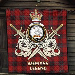 ScotsTee Shop Scottish Wemyss Clan Crest Tartan Quilt The Golden Sword of Courageous Legacy Quilt