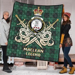 ScotsTee Shop Scottish MacLean Hunting Ancient Clan Crest Tartan Quilt The Golden Sword of Courageous Legacy Quilt