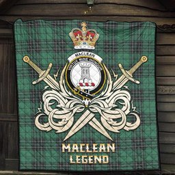 ScotsTee Shop Scottish MacLean Hunting Ancient Clan Crest Tartan Quilt The Golden Sword of Courageous Legacy Quilt