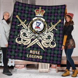 ScotsTee Shop Scottish Rose Hunting Modern Clan Crest Tartan Quilt The Golden Sword of Courageous Legacy Quilt