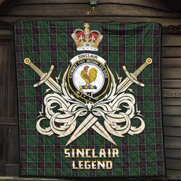 ScotsTee Shop Scottish Sinclair Hunting Clan Crest Tartan Quilt The Golden Sword of Courageous Legacy Quilt