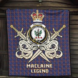 ScotsTee Shop Scottish MacLaine of Lochbuie Clan Crest Tartan Quilt The Golden Sword of Courageous Legacy Quilt