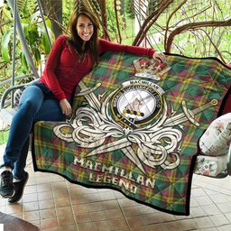 ScotsTee Shop Scottish MacMillan Old Ancient Clan Crest Tartan Quilt The Golden Sword of Courageous Legacy Quilt