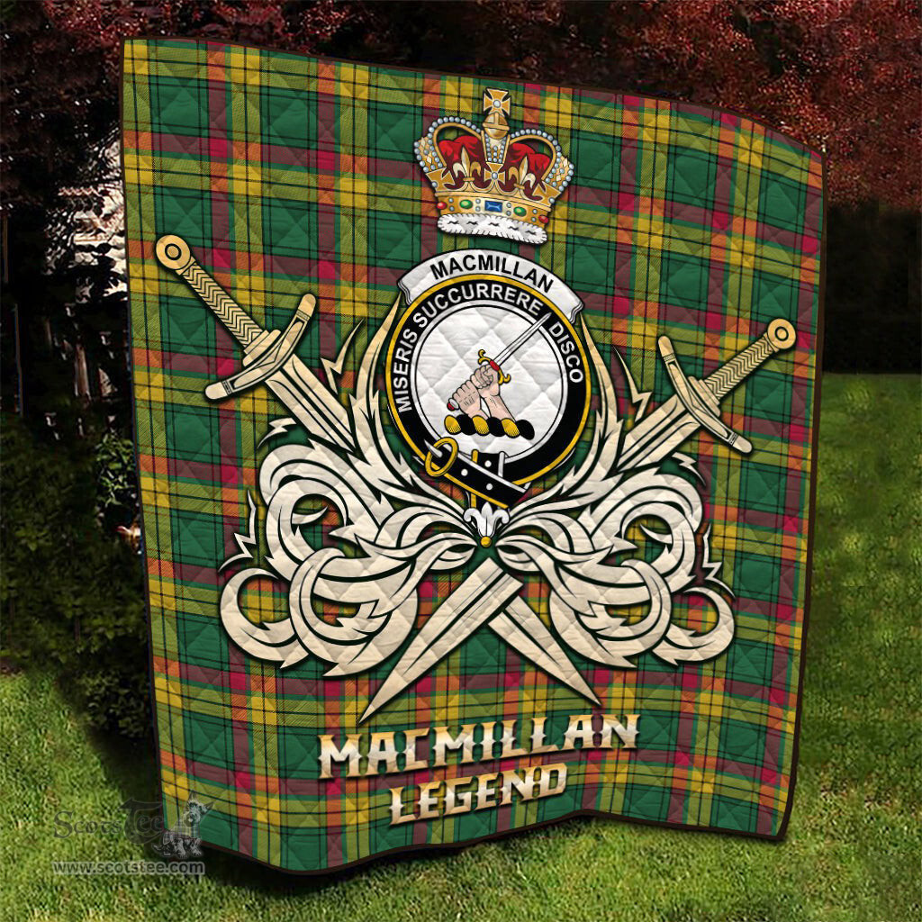 ScotsTee Shop Scottish MacMillan Old Ancient Clan Crest Tartan Quilt The Golden Sword of Courageous Legacy Quilt