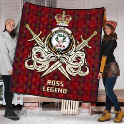 ScotsTee Shop Scottish Ross Old Clan Crest Tartan Quilt The Golden Sword of Courageous Legacy Quilt