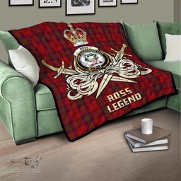 ScotsTee Shop Scottish Ross Old Clan Crest Tartan Quilt The Golden Sword of Courageous Legacy Quilt