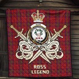 ScotsTee Shop Scottish Ross Old Clan Crest Tartan Quilt The Golden Sword of Courageous Legacy Quilt