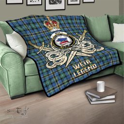 ScotsTee Shop Scottish Weir Ancient Clan Crest Tartan Quilt The Golden Sword of Courageous Legacy Quilt