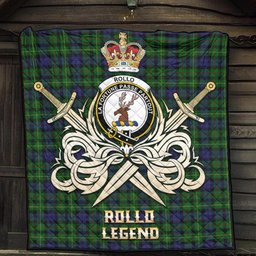 ScotsTee Shop Scottish Rollo Clan Crest Tartan Quilt The Golden Sword of Courageous Legacy Quilt