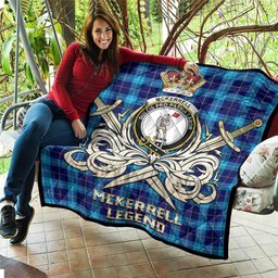 ScotsTee Shop Scottish McKerrell Clan Crest Tartan Quilt The Golden Sword of Courageous Legacy Quilt