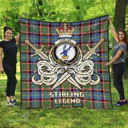 ScotsTee Shop Scottish Stirling Bannockburn Clan Crest Tartan Quilt The Golden Sword of Courageous Legacy Quilt